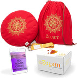 Zoyam Premium Meditation Cushion | Well made meditation pillows for sitting on floor | Easy to clean zafu pillow with Carry Bag Yoga Strap and Bonus Guided Meditations