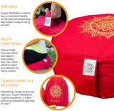 Zoyam Premium Meditation Cushion | Well made meditation pillows for sitting on floor | Easy to clean zafu pillow with Carry Bag Yoga Strap and Bonus Guided Meditations